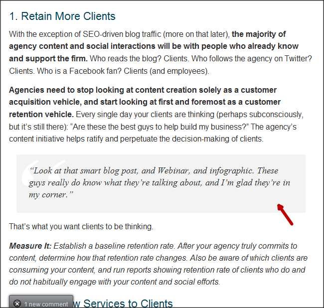 call-out in blog post