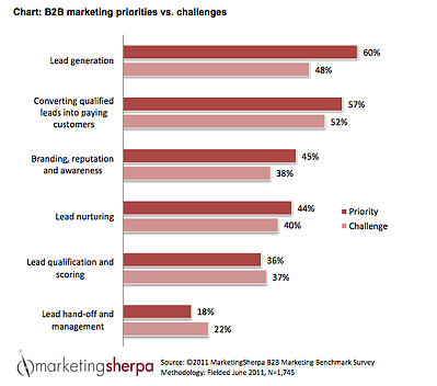b2b lead generation challenges priorities marketing sherpa
