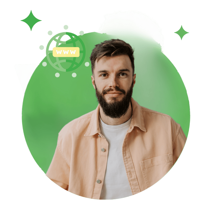 It guy in lime background
