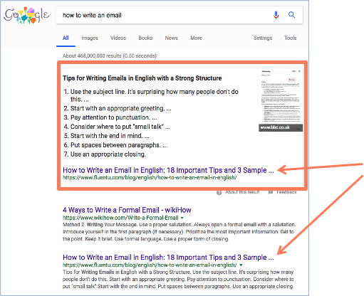 Featured snippet screenshot